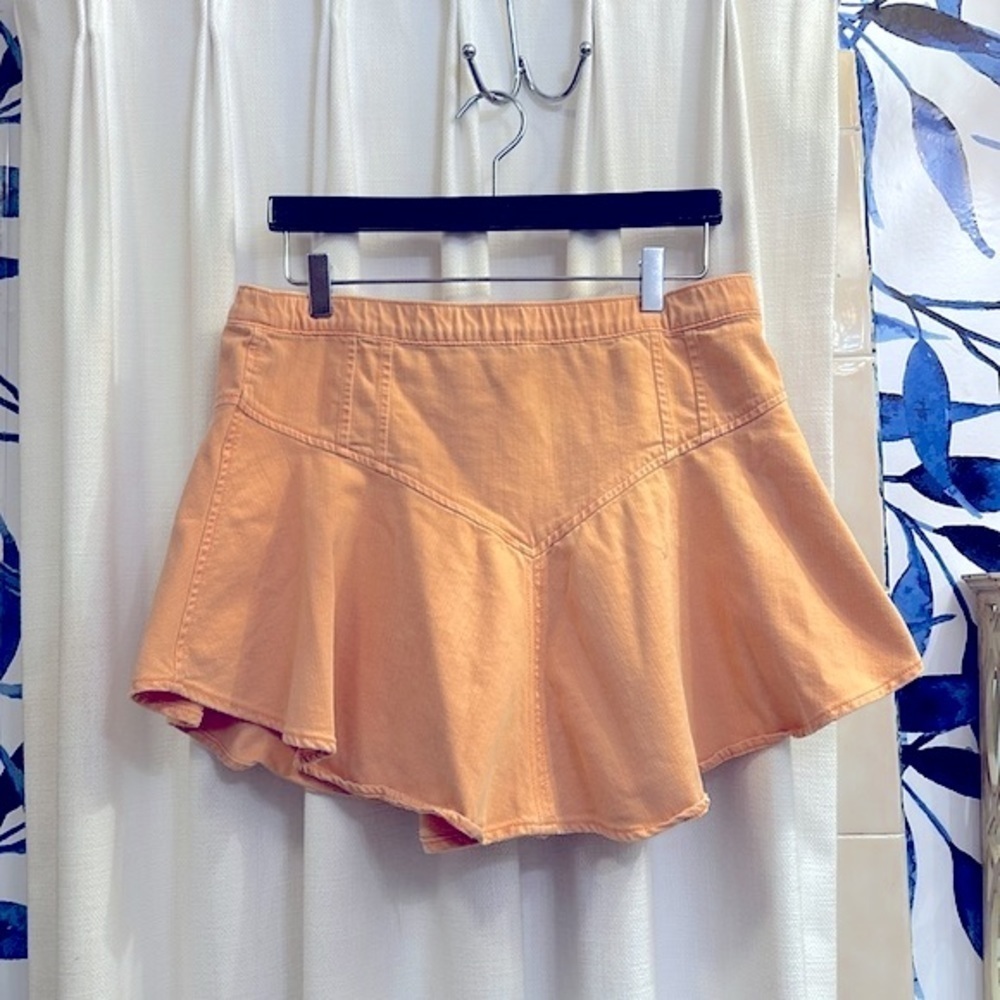 Women’s AERIE Orange Denim Circle Mini Skirt Size Large